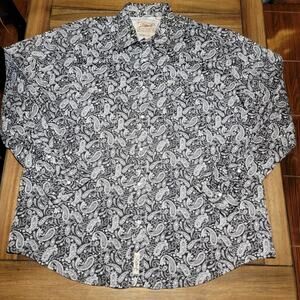 Rafter C Cowboy Collection LS Pearl Snap B&W Paisley Western Shirt - Size 4XL